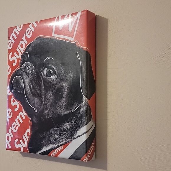 **HOST PICK** SUPREME OLIVER BLACK PUG GLOSSY CANVAS PRINT - Picture 3 of 7